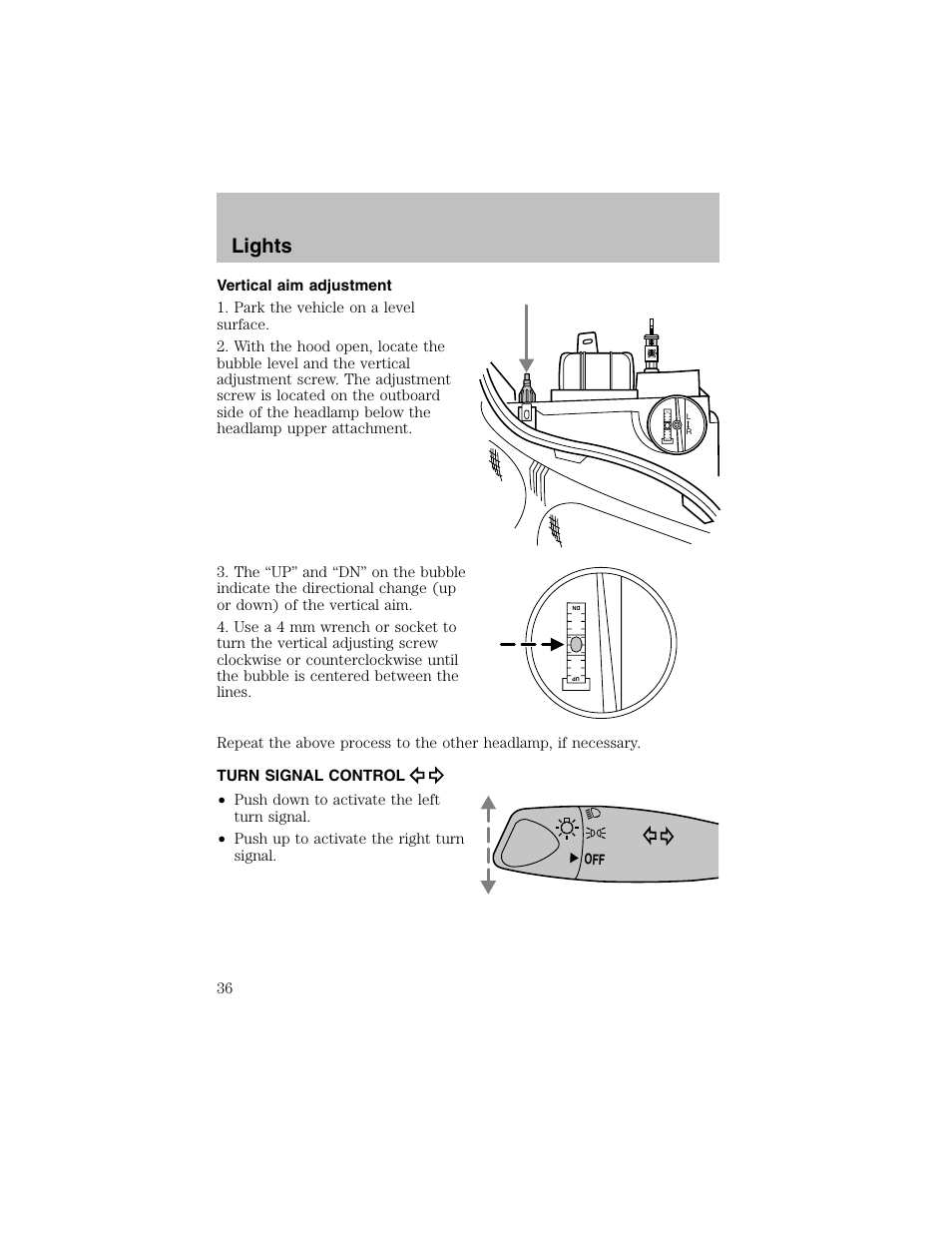 Lights | FORD 2003 Escort User Manual | Page 36 / 184