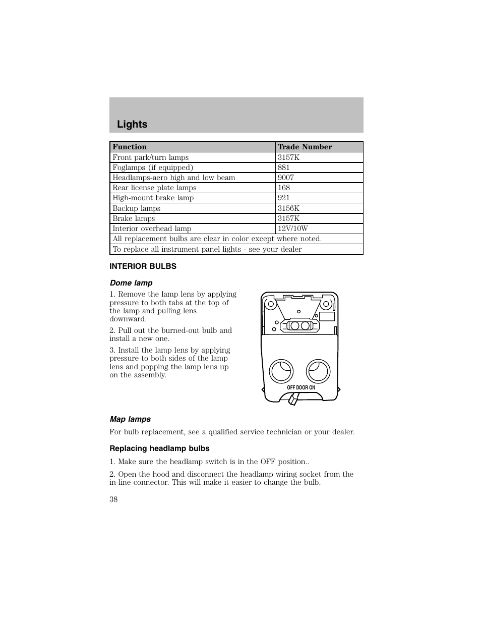 Lights | FORD 2003 Escort User Manual | Page 38 / 184