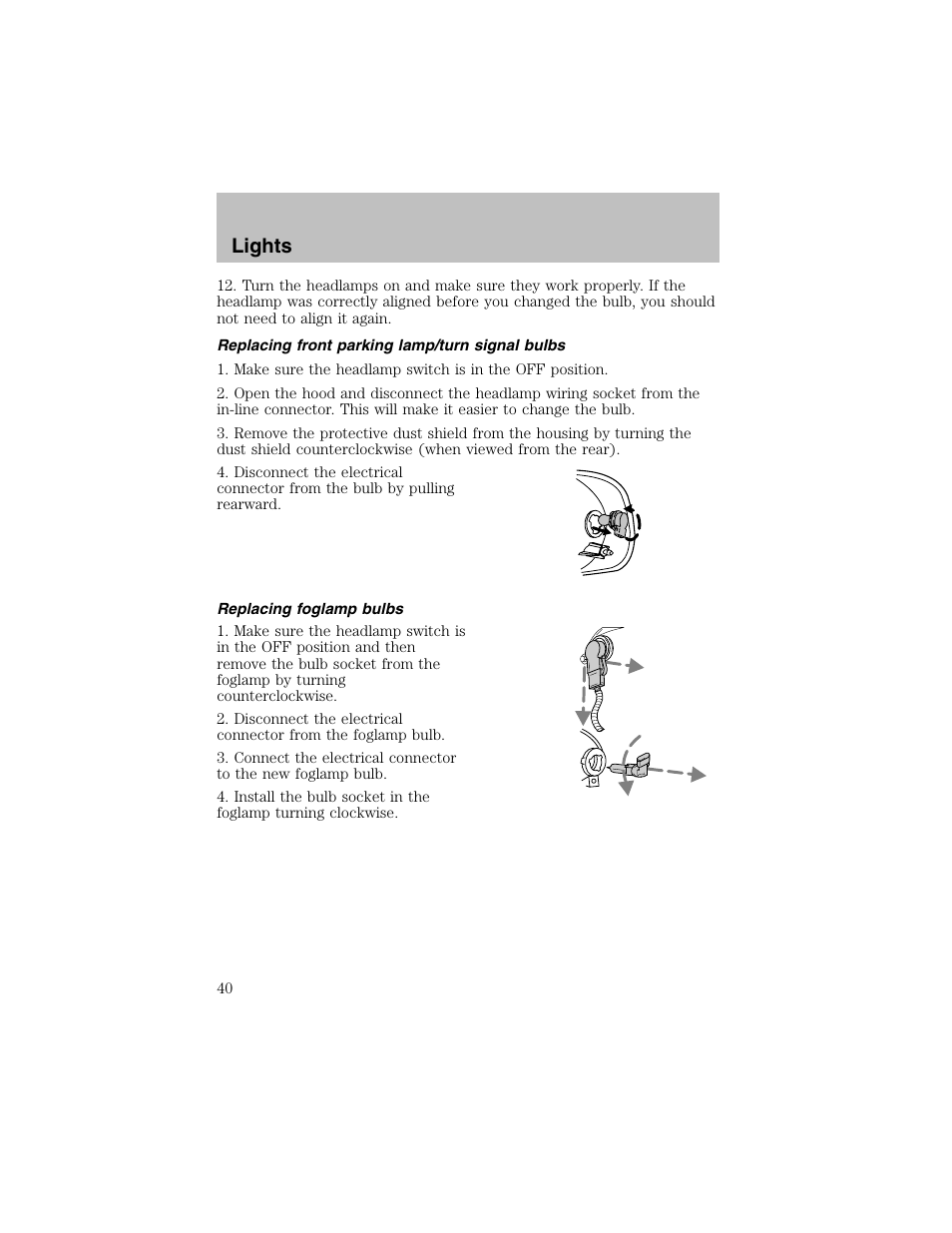 Lights | FORD 2003 Escort User Manual | Page 40 / 184