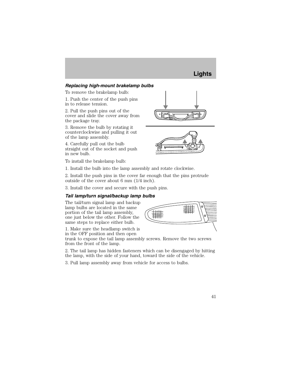 Lights | FORD 2003 Escort User Manual | Page 41 / 184