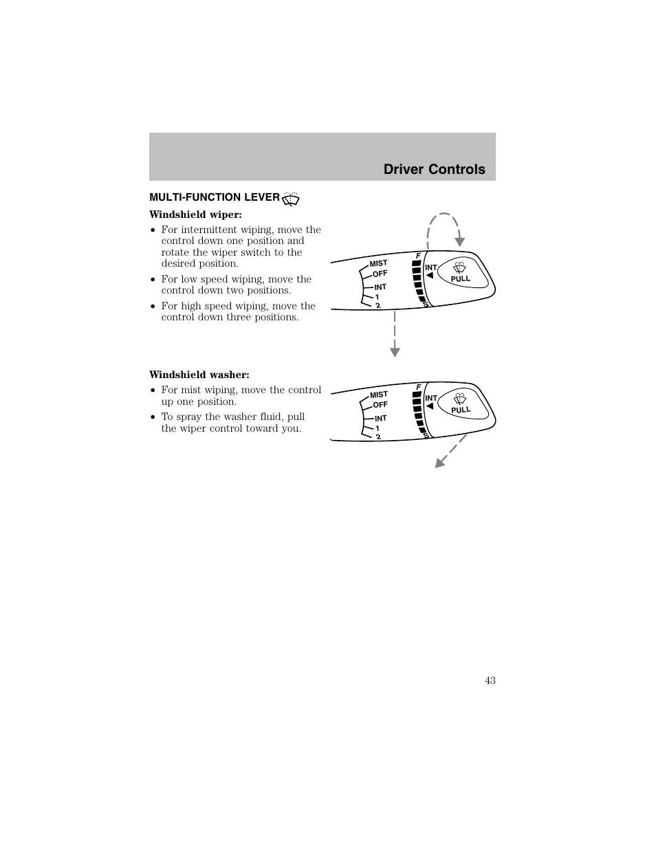 Driver controls | FORD 2003 Escort User Manual | Page 43 / 184