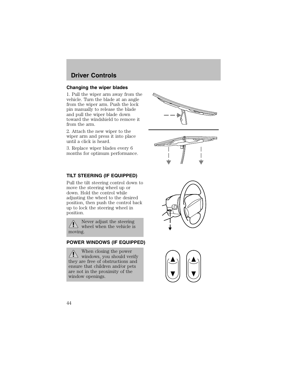 Driver controls | FORD 2003 Escort User Manual | Page 44 / 184