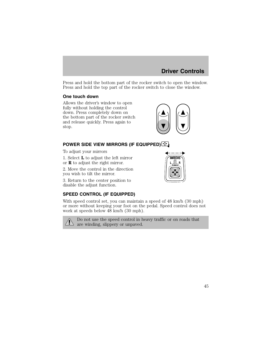 Driver controls | FORD 2003 Escort User Manual | Page 45 / 184