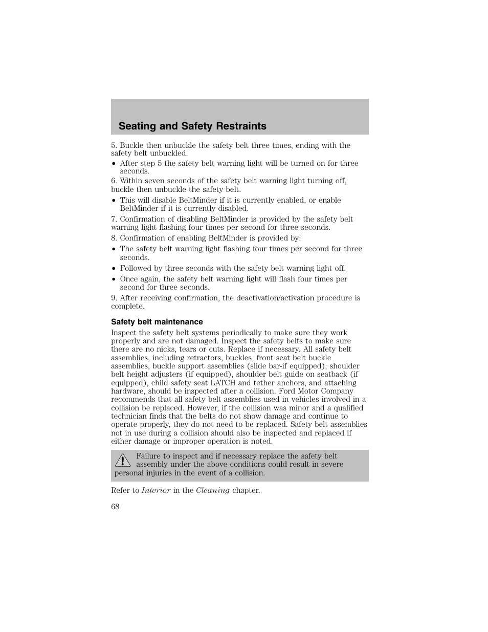 Seating and safety restraints | FORD 2003 Escort User Manual | Page 68 / 184