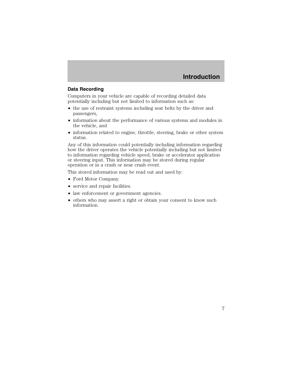 Introduction | FORD 2003 Escort User Manual | Page 7 / 184