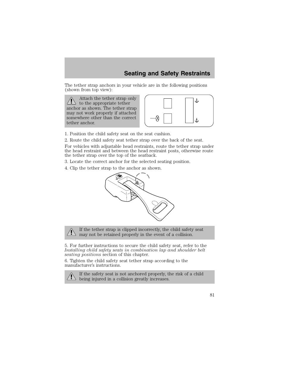 Seating and safety restraints | FORD 2003 Escort User Manual | Page 81 / 184