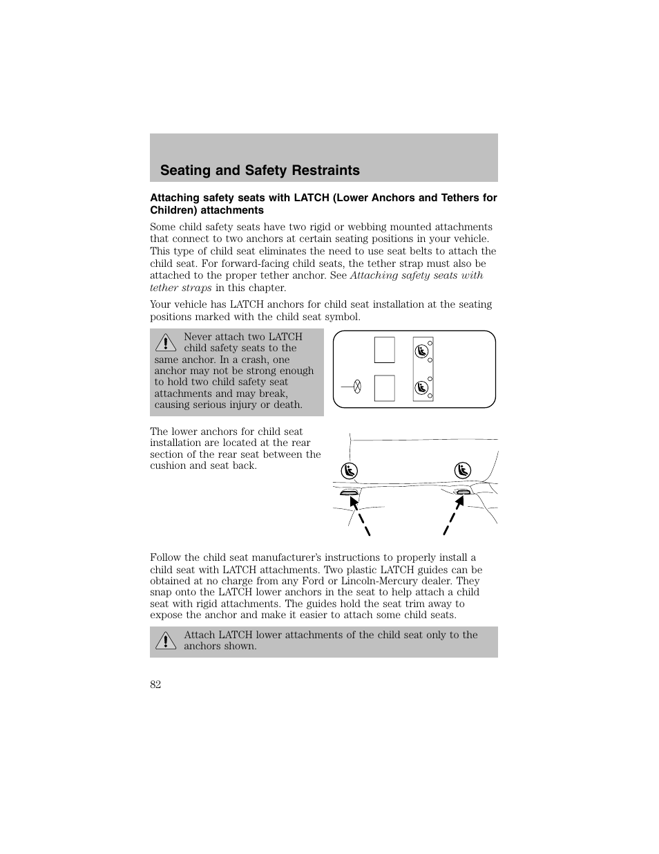 Seating and safety restraints | FORD 2003 Escort User Manual | Page 82 / 184