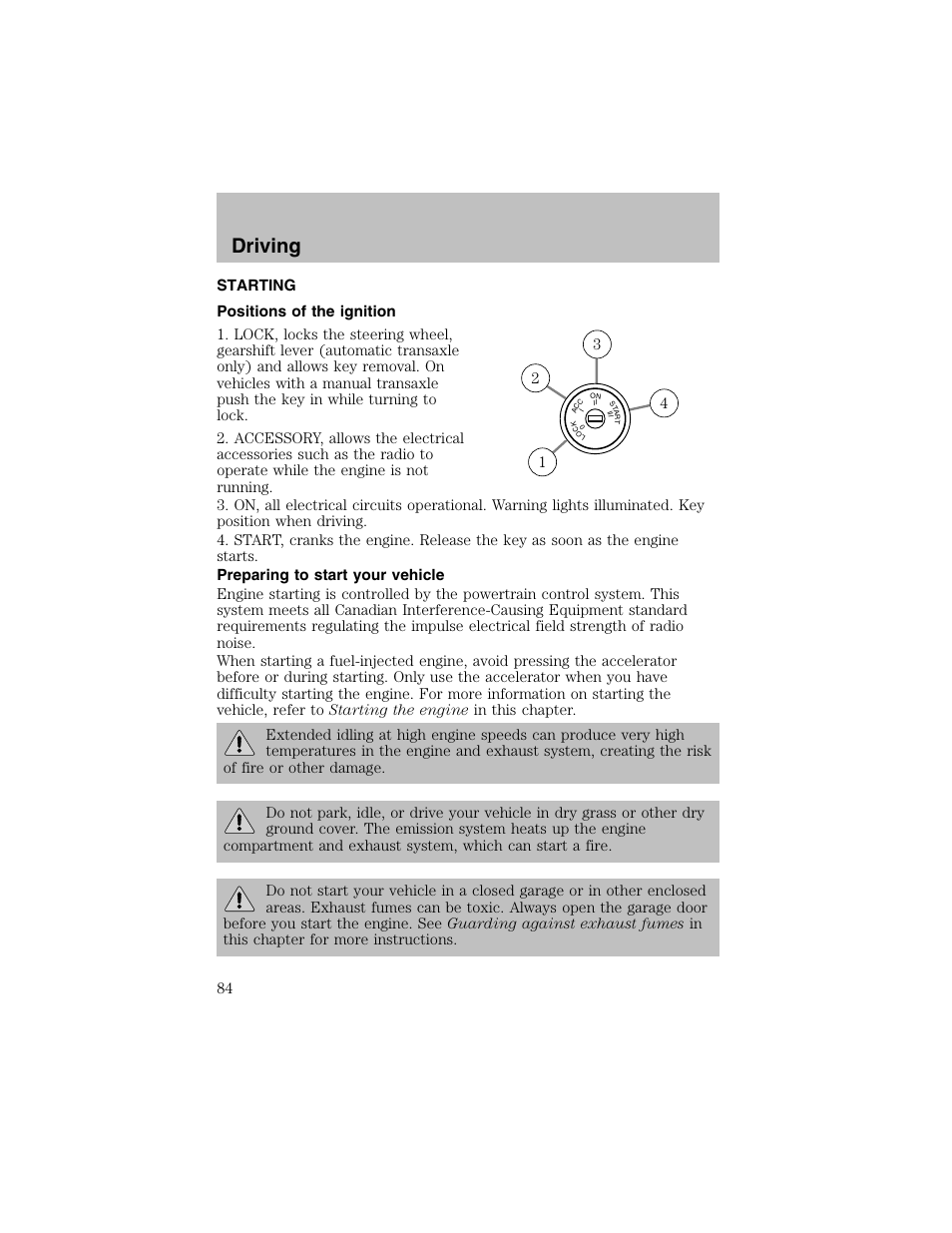 Driving | FORD 2003 Escort User Manual | Page 84 / 184