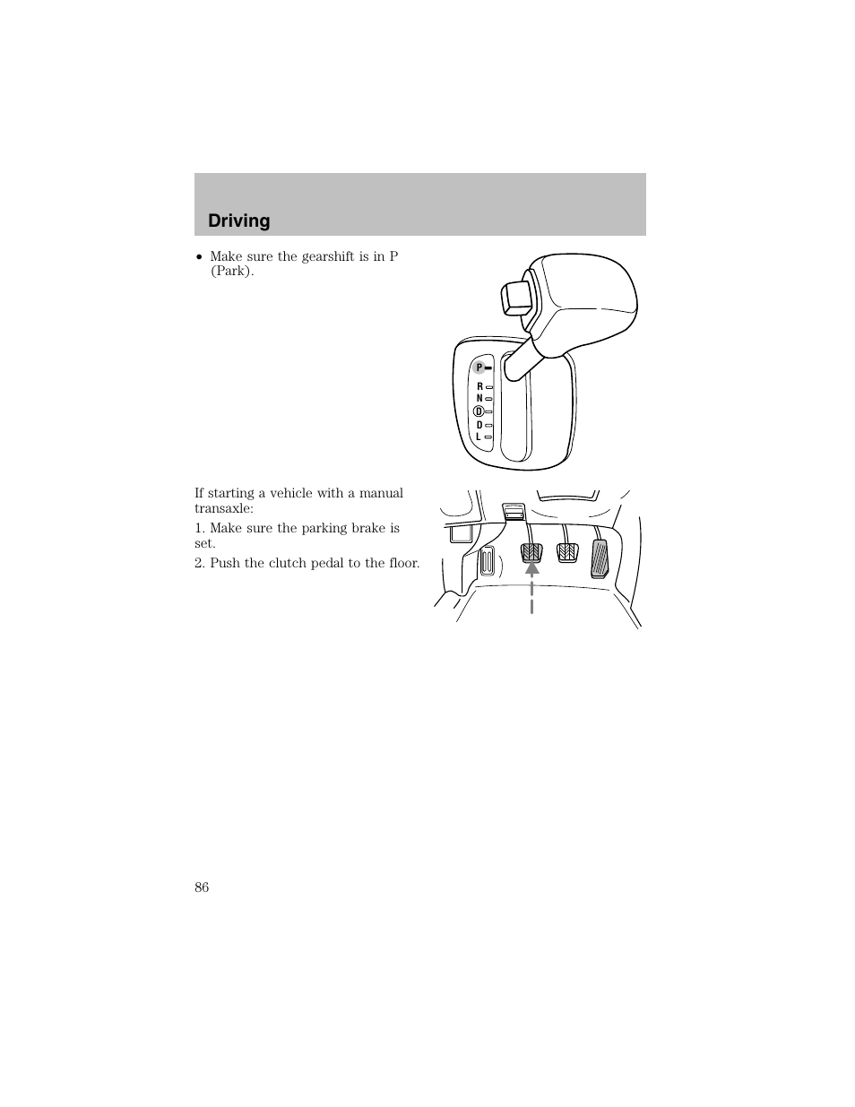 Driving | FORD 2003 Escort User Manual | Page 86 / 184