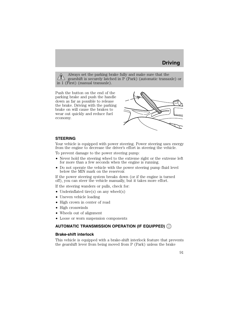 Driving | FORD 2003 Escort User Manual | Page 91 / 184