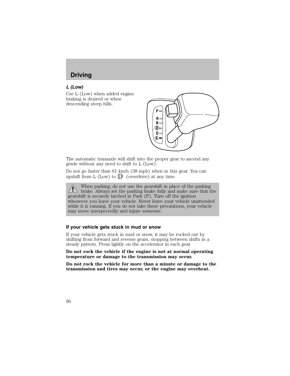 Driving | FORD 2003 Escort User Manual | Page 96 / 184