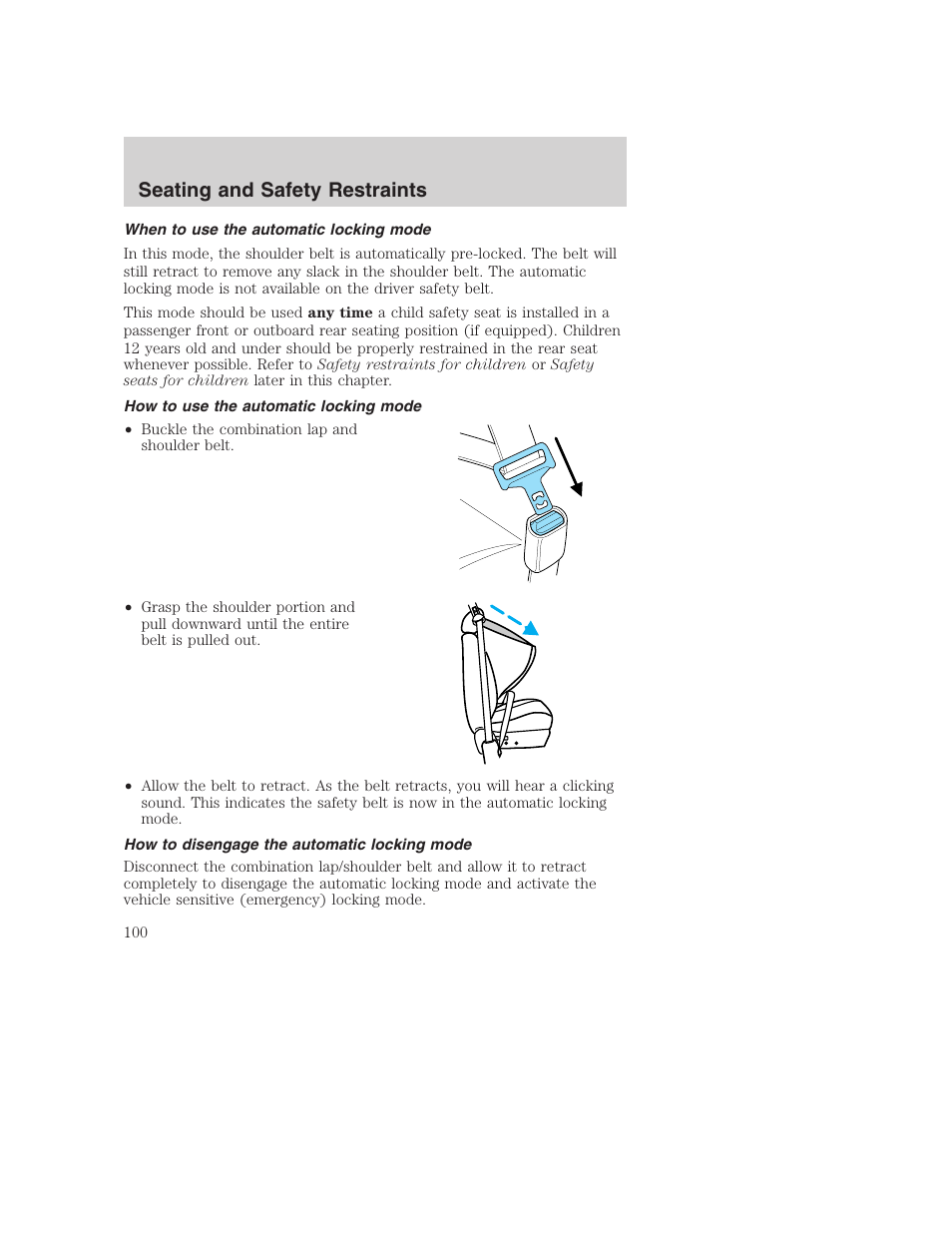 Seating and safety restraints | FORD 2003 Excursion v.1 User Manual | Page 100 / 240