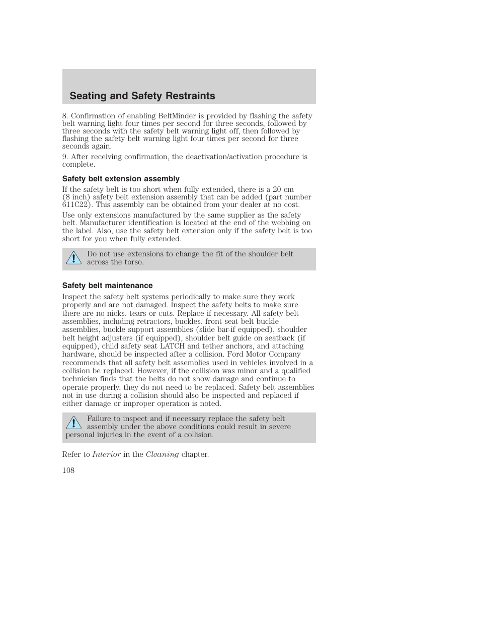 Seating and safety restraints | FORD 2003 Excursion v.1 User Manual | Page 108 / 240