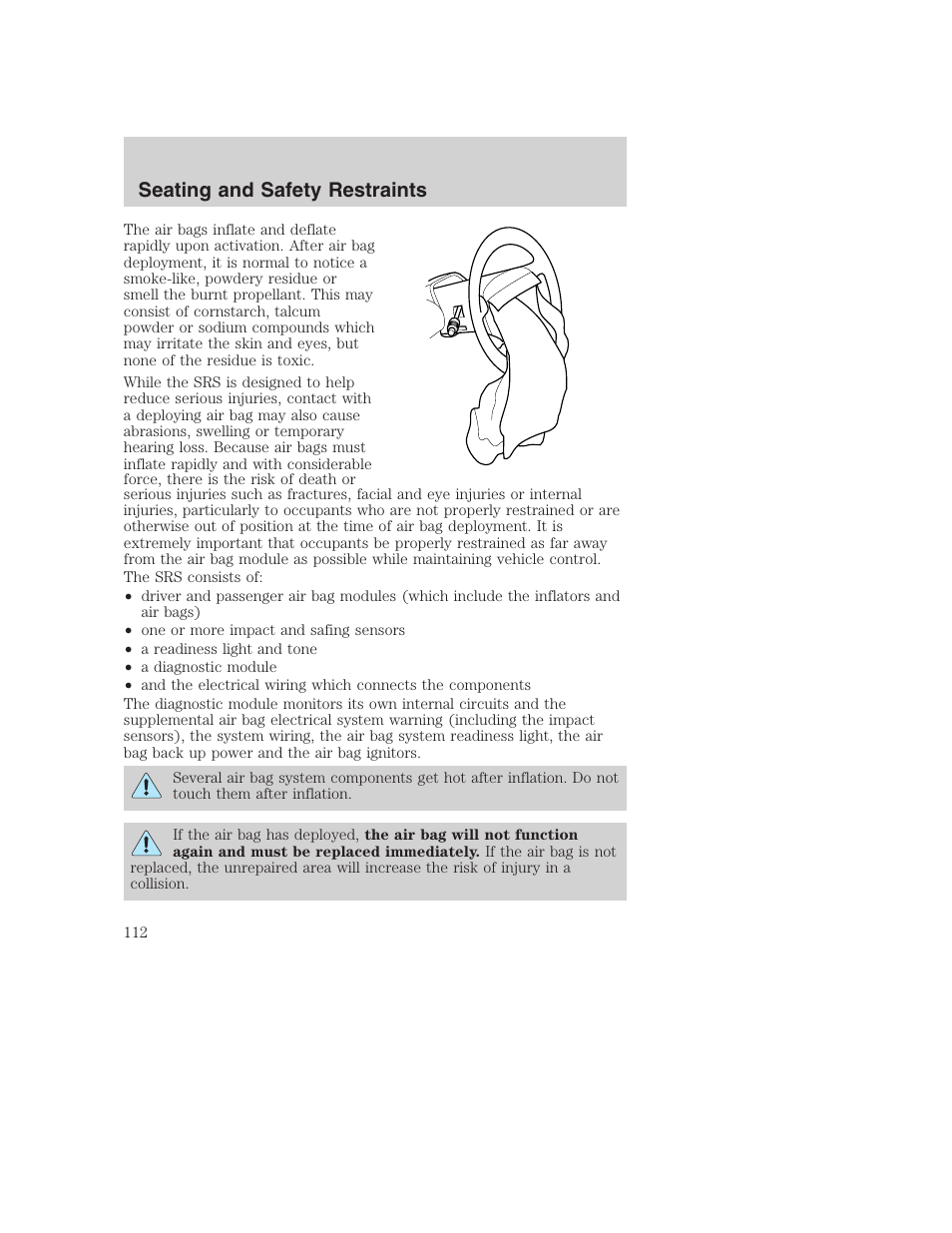 Seating and safety restraints | FORD 2003 Excursion v.1 User Manual | Page 112 / 240