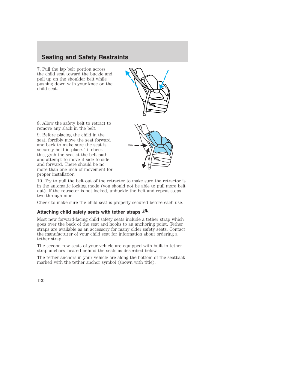 Seating and safety restraints | FORD 2003 Excursion v.1 User Manual | Page 120 / 240