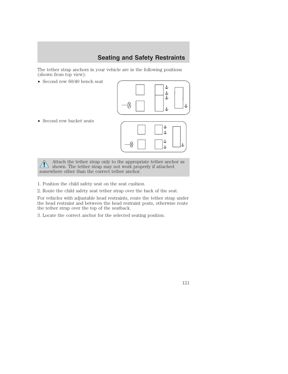 Seating and safety restraints | FORD 2003 Excursion v.1 User Manual | Page 121 / 240