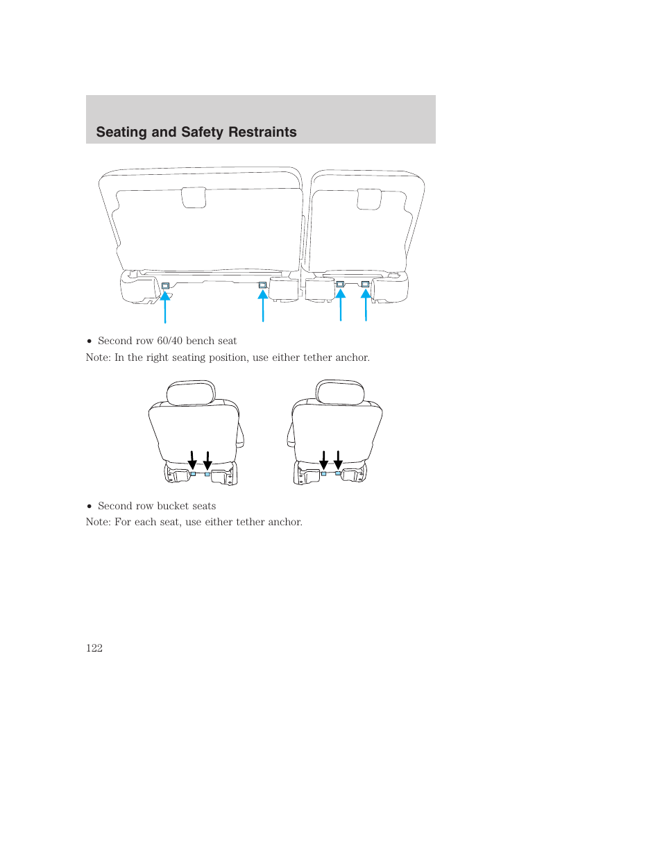 Seating and safety restraints | FORD 2003 Excursion v.1 User Manual | Page 122 / 240