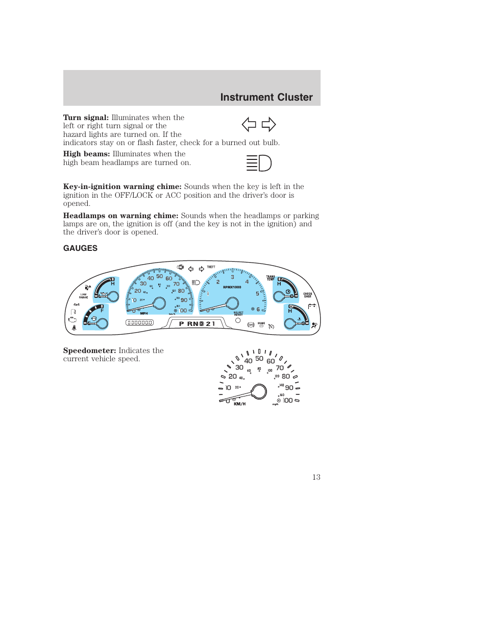 Instrument cluster | FORD 2003 Excursion v.1 User Manual | Page 13 / 240