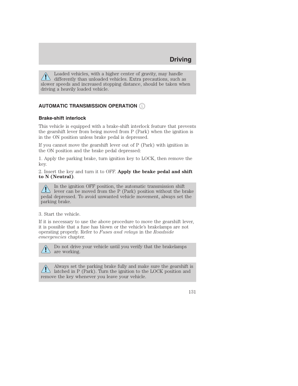 Driving | FORD 2003 Excursion v.1 User Manual | Page 131 / 240
