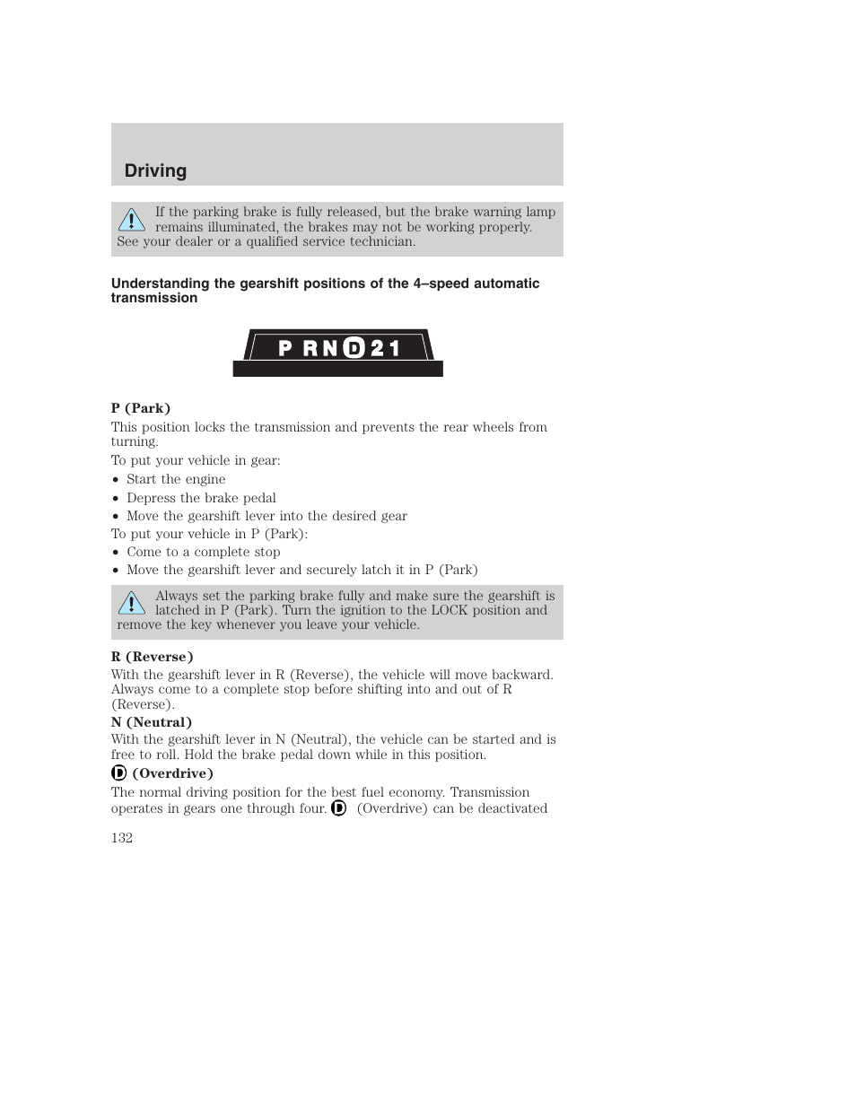 Driving | FORD 2003 Excursion v.1 User Manual | Page 132 / 240