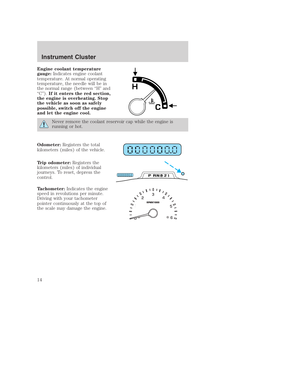 Instrument cluster | FORD 2003 Excursion v.1 User Manual | Page 14 / 240