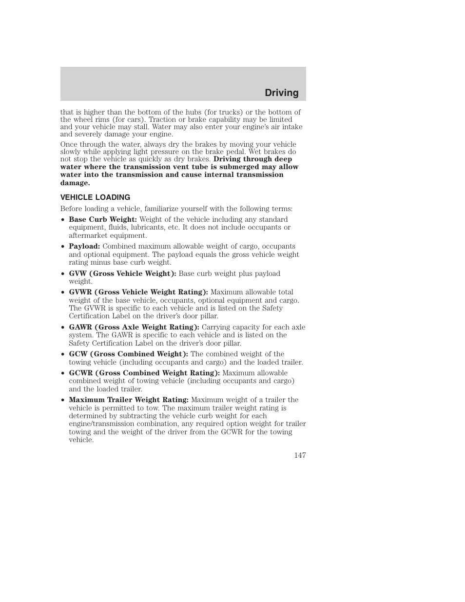 Driving | FORD 2003 Excursion v.1 User Manual | Page 147 / 240