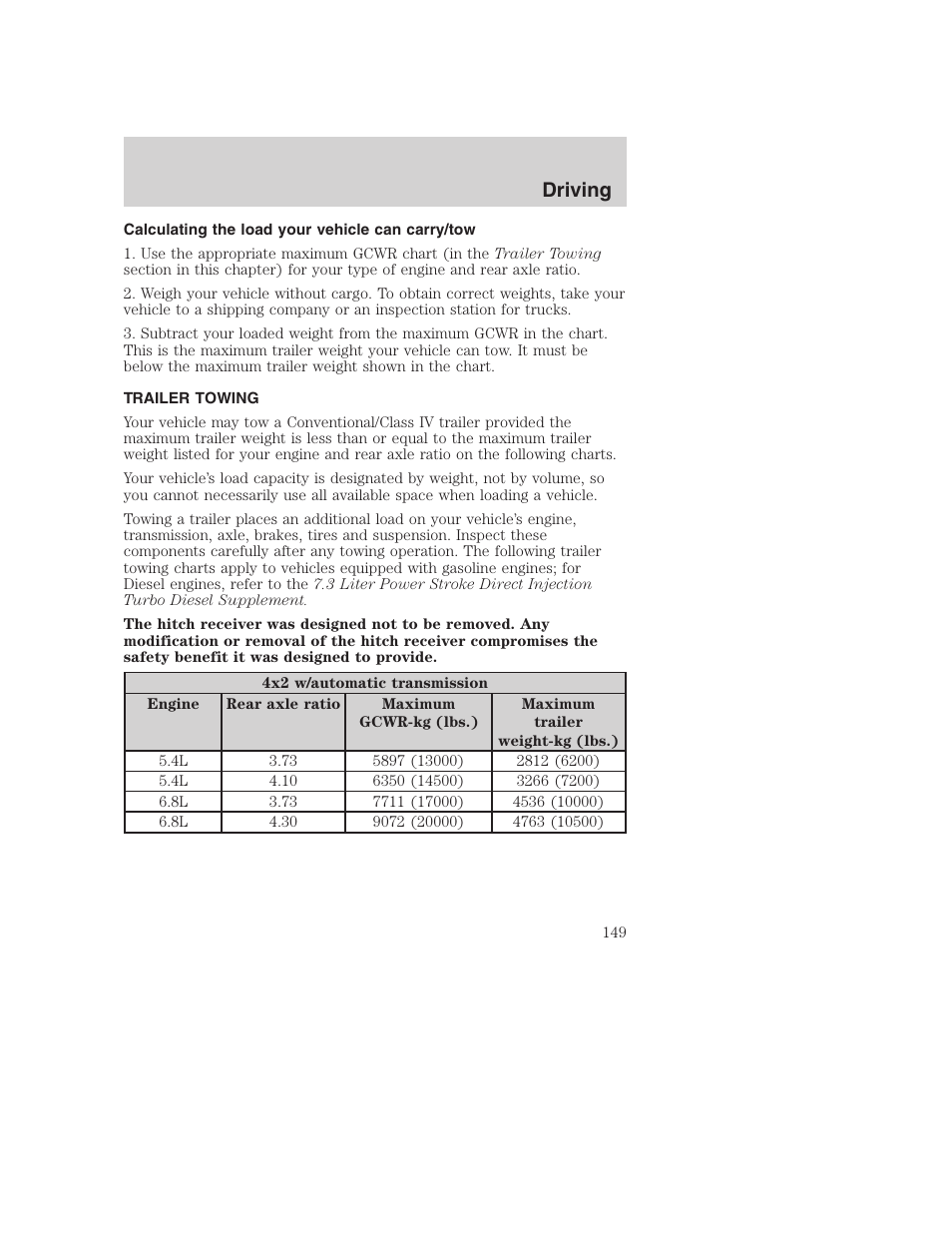 Driving | FORD 2003 Excursion v.1 User Manual | Page 149 / 240