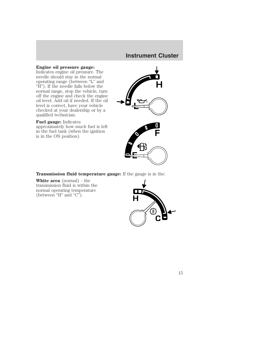 Instrument cluster | FORD 2003 Excursion v.1 User Manual | Page 15 / 240