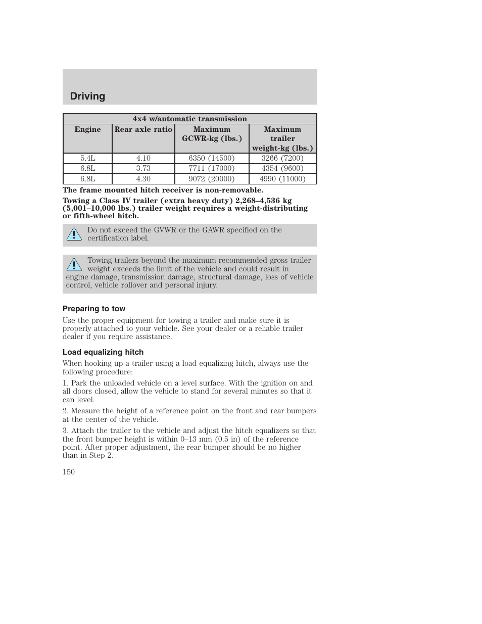 Driving | FORD 2003 Excursion v.1 User Manual | Page 150 / 240