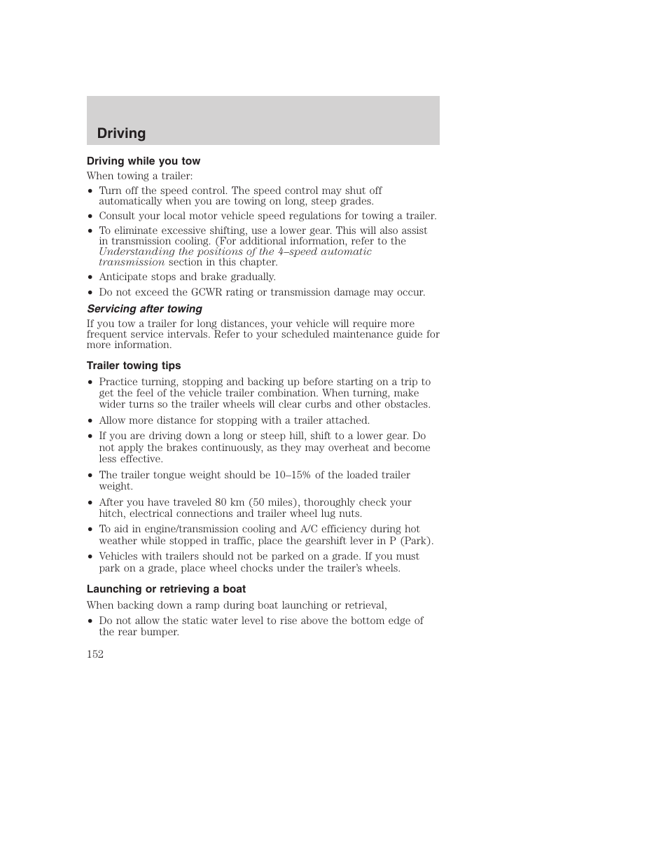 Driving | FORD 2003 Excursion v.1 User Manual | Page 152 / 240