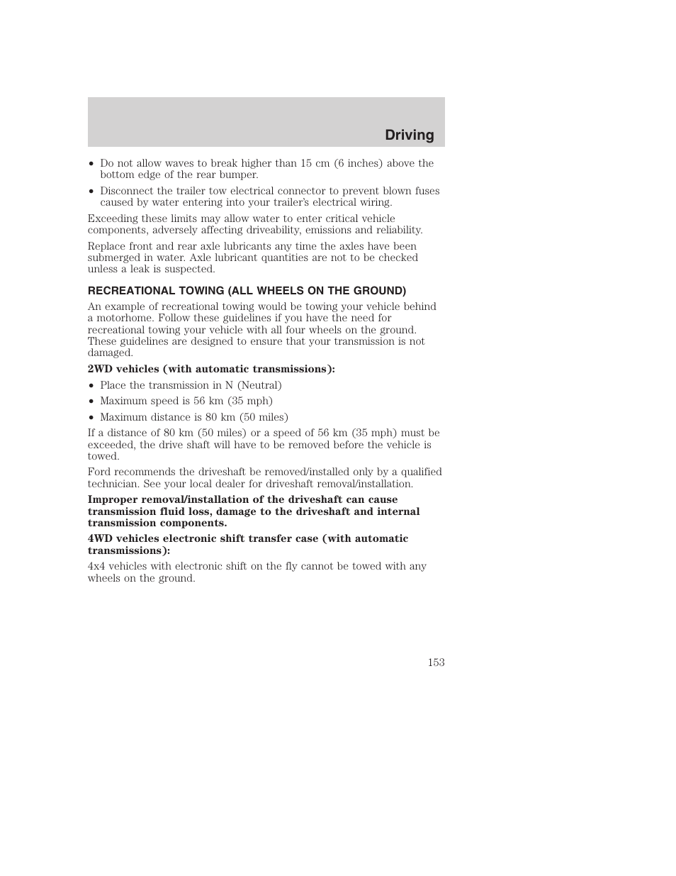Driving | FORD 2003 Excursion v.1 User Manual | Page 153 / 240