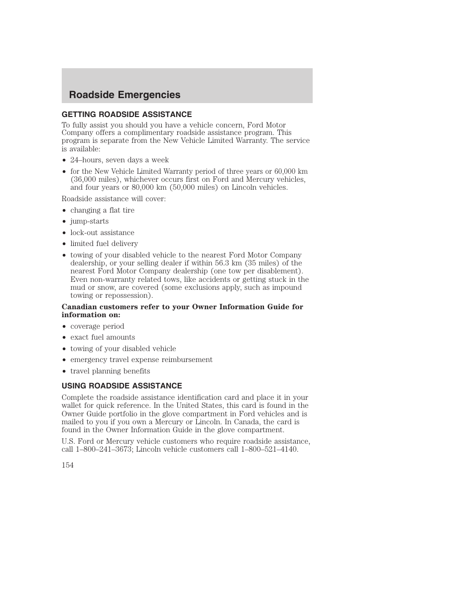 Roadside emergencies | FORD 2003 Excursion v.1 User Manual | Page 154 / 240