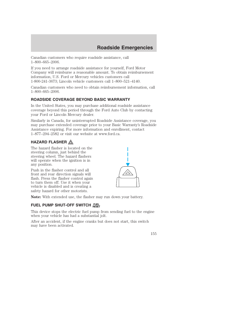 Roadside emergencies | FORD 2003 Excursion v.1 User Manual | Page 155 / 240