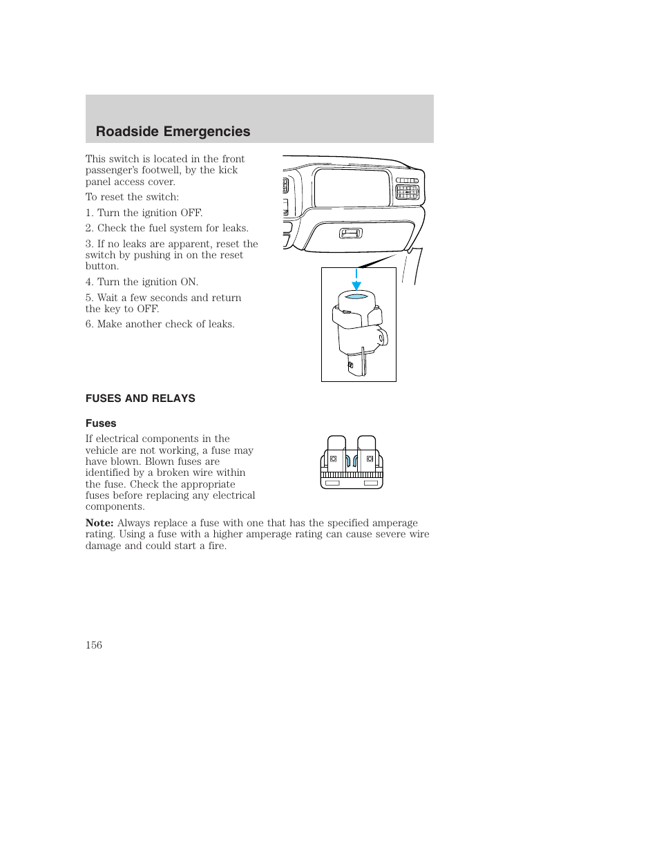 Roadside emergencies | FORD 2003 Excursion v.1 User Manual | Page 156 / 240