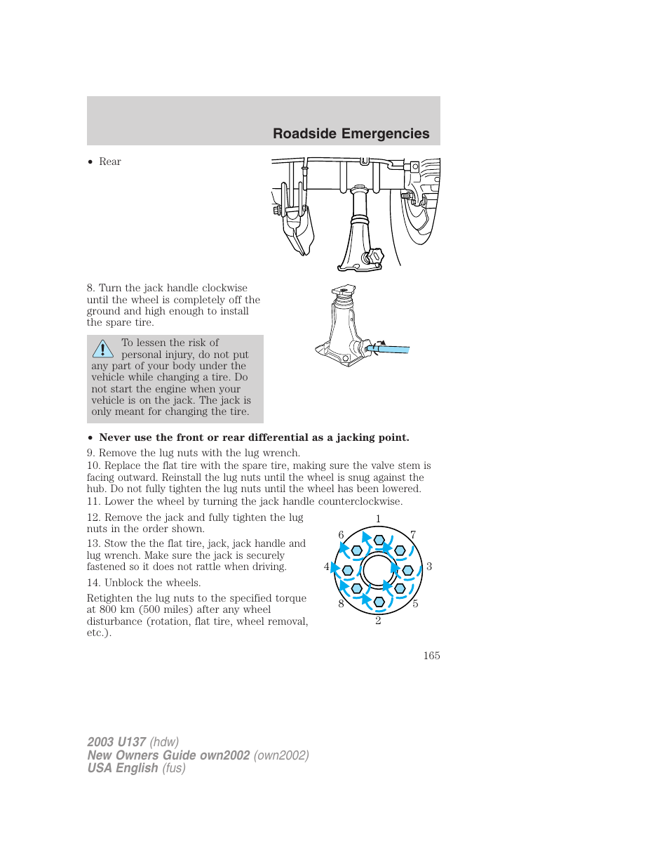 Roadside emergencies | FORD 2003 Excursion v.1 User Manual | Page 165 / 240
