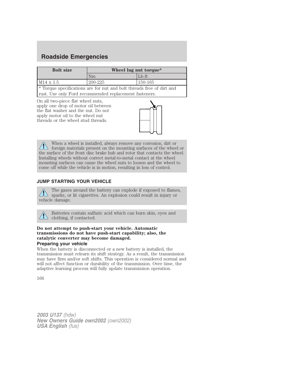 Roadside emergencies | FORD 2003 Excursion v.1 User Manual | Page 166 / 240