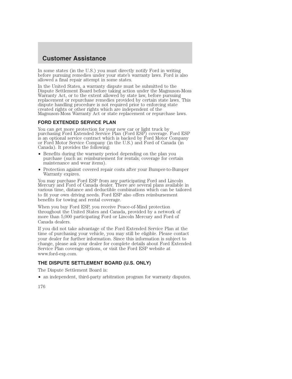 Customer assistance | FORD 2003 Excursion v.1 User Manual | Page 176 / 240