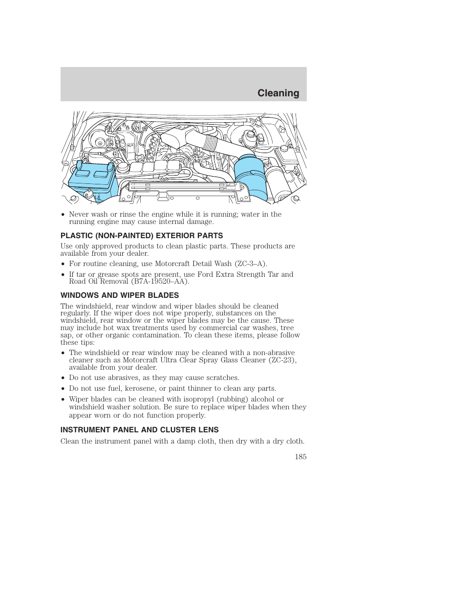 Cleaning | FORD 2003 Excursion v.1 User Manual | Page 185 / 240