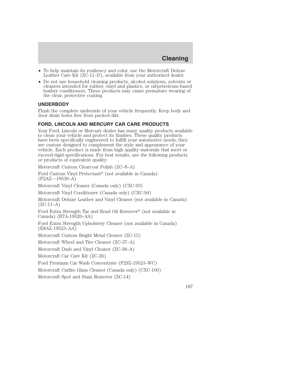 Cleaning | FORD 2003 Excursion v.1 User Manual | Page 187 / 240