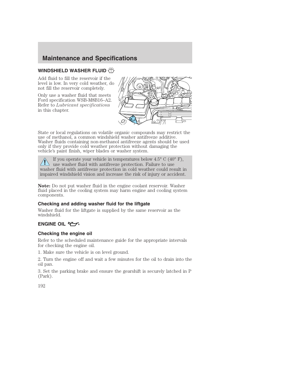 Maintenance and specifications | FORD 2003 Excursion v.1 User Manual | Page 192 / 240