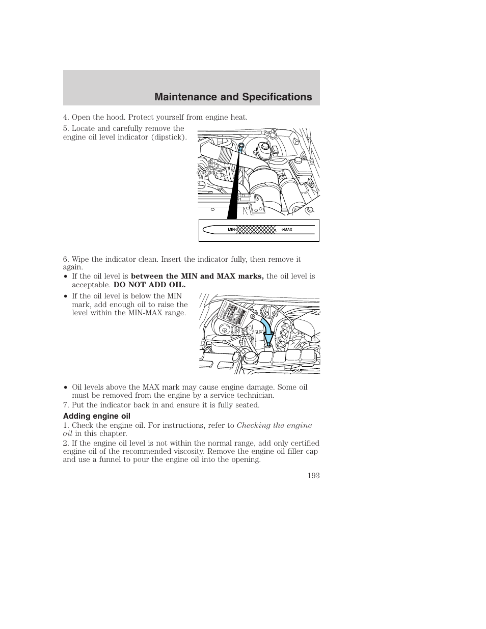 Maintenance and specifications | FORD 2003 Excursion v.1 User Manual | Page 193 / 240