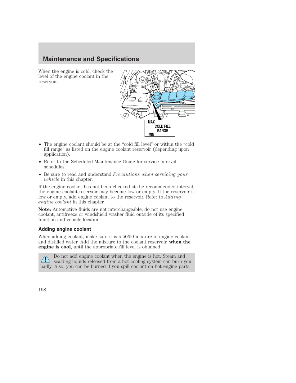 Maintenance and specifications | FORD 2003 Excursion v.1 User Manual | Page 198 / 240
