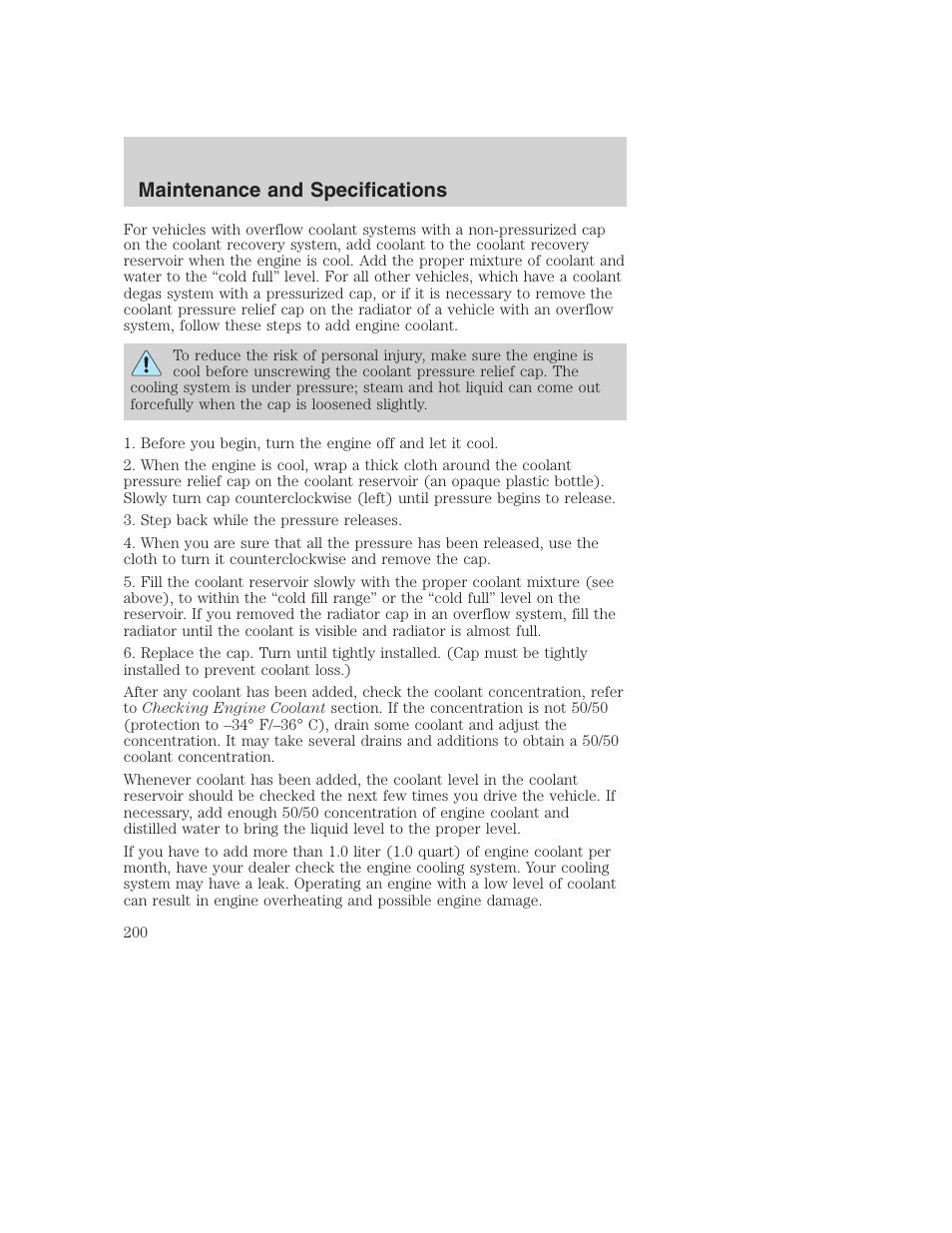 Maintenance and specifications | FORD 2003 Excursion v.1 User Manual | Page 200 / 240