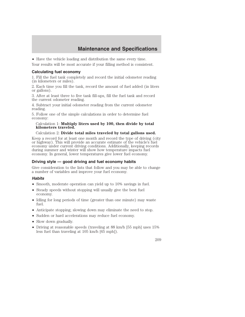 Maintenance and specifications | FORD 2003 Excursion v.1 User Manual | Page 209 / 240