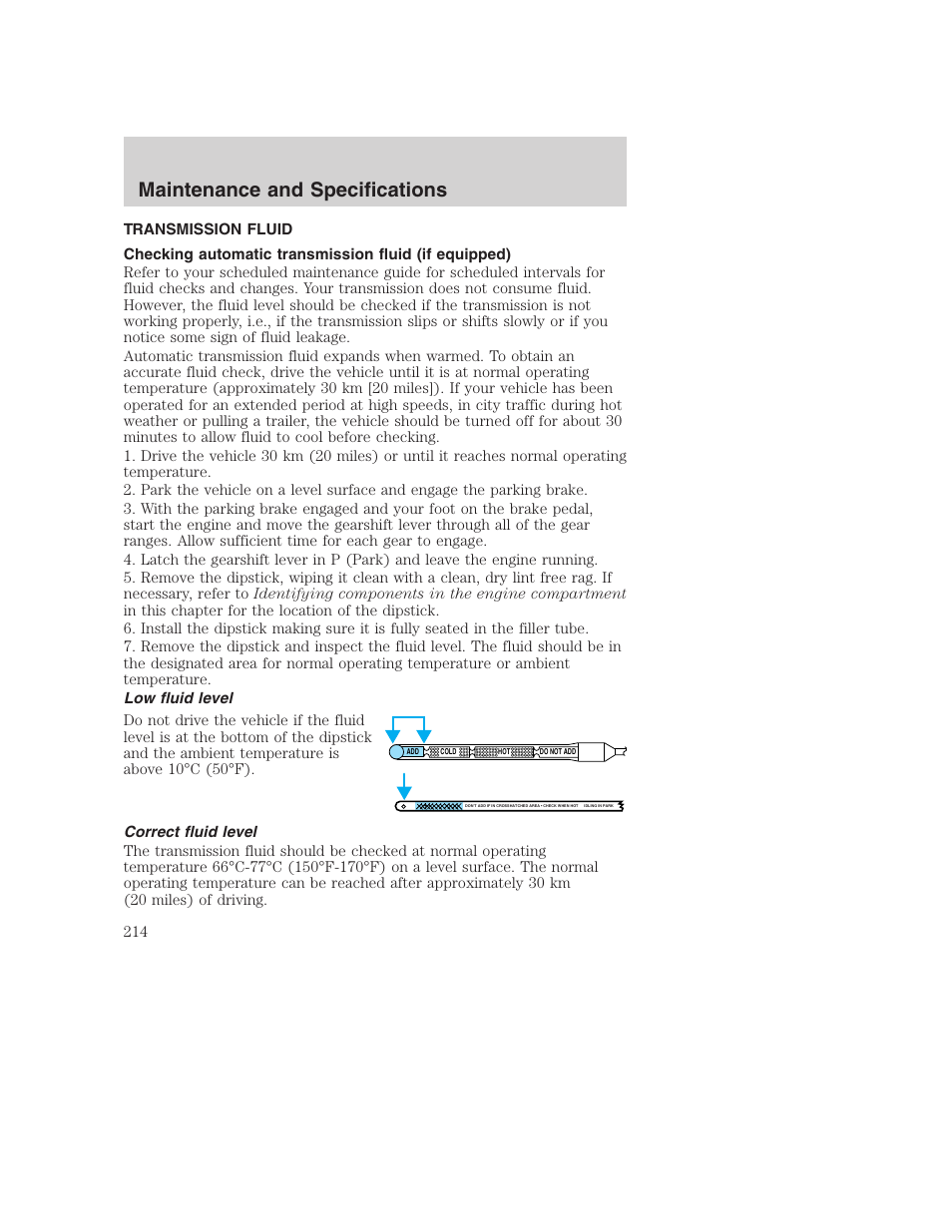 Maintenance and specifications | FORD 2003 Excursion v.1 User Manual | Page 214 / 240