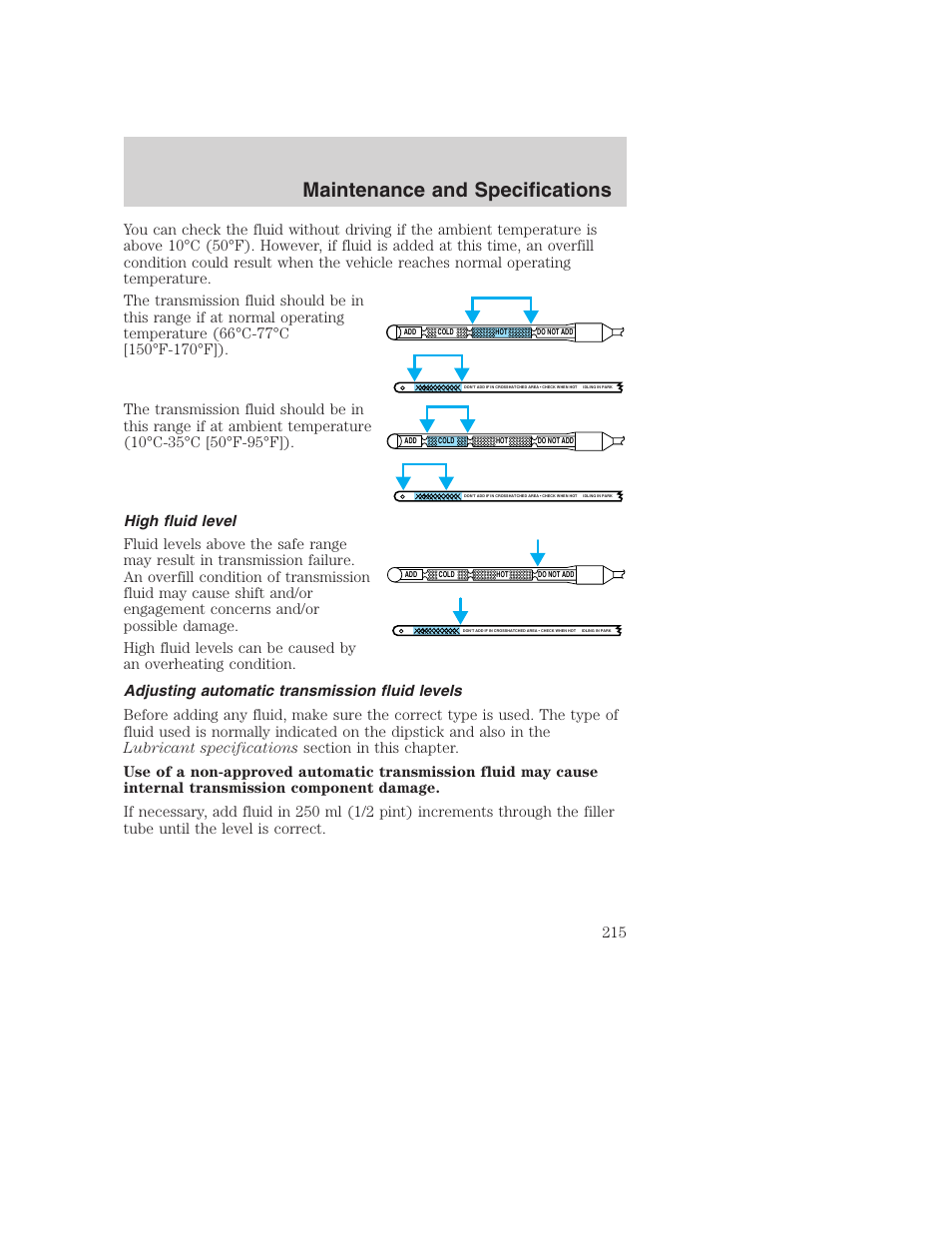 Maintenance and specifications | FORD 2003 Excursion v.1 User Manual | Page 215 / 240