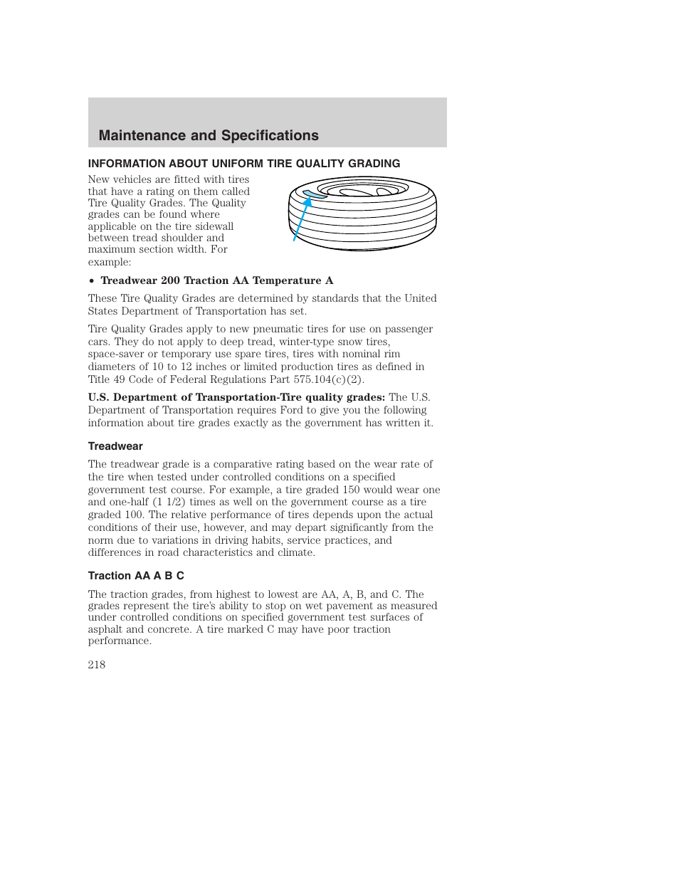 Maintenance and specifications | FORD 2003 Excursion v.1 User Manual | Page 218 / 240