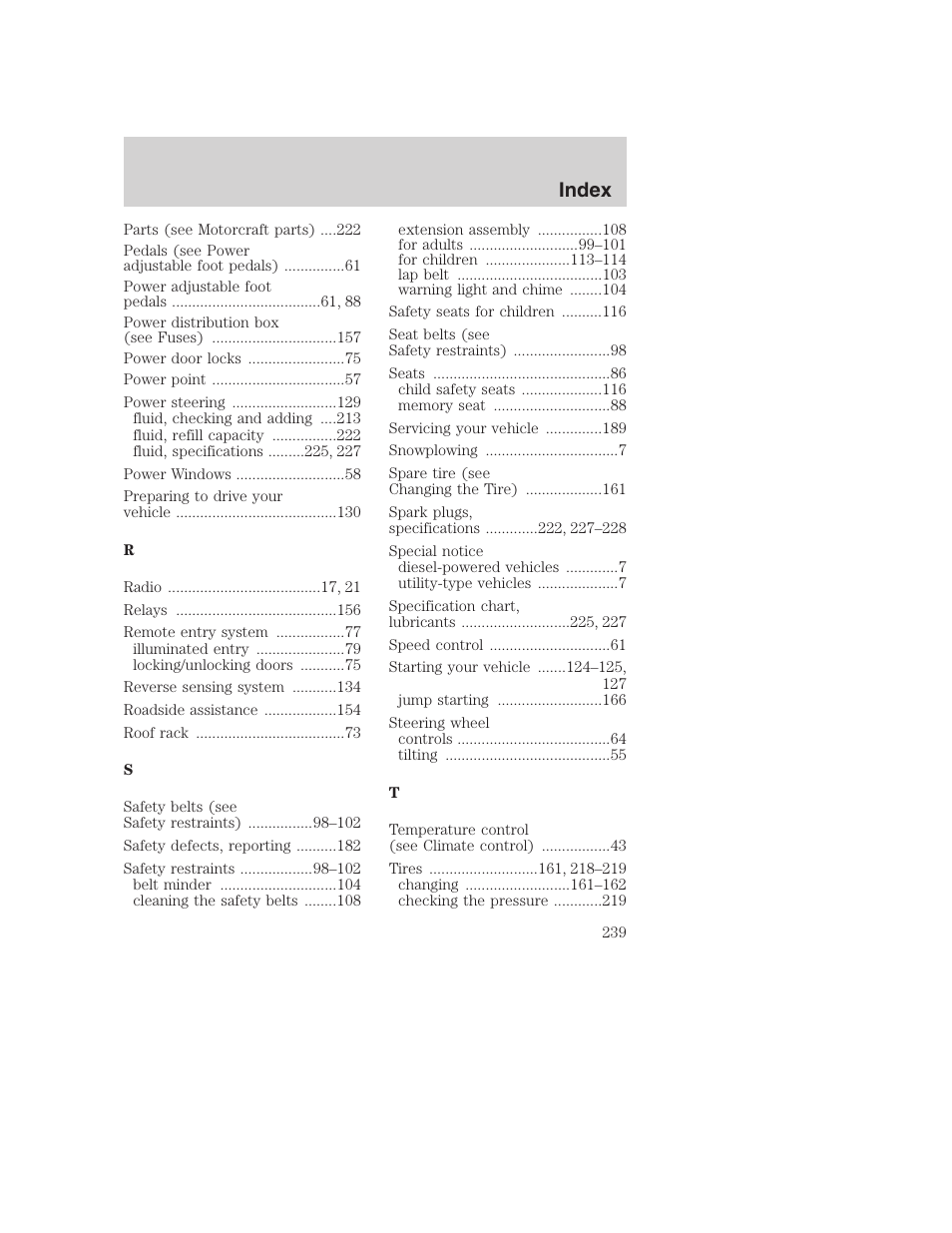 Index | FORD 2003 Excursion v.1 User Manual | Page 239 / 240
