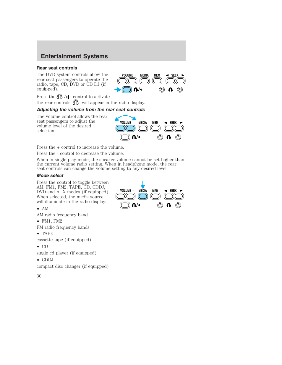 Entertainment systems | FORD 2003 Excursion v.1 User Manual | Page 30 / 240