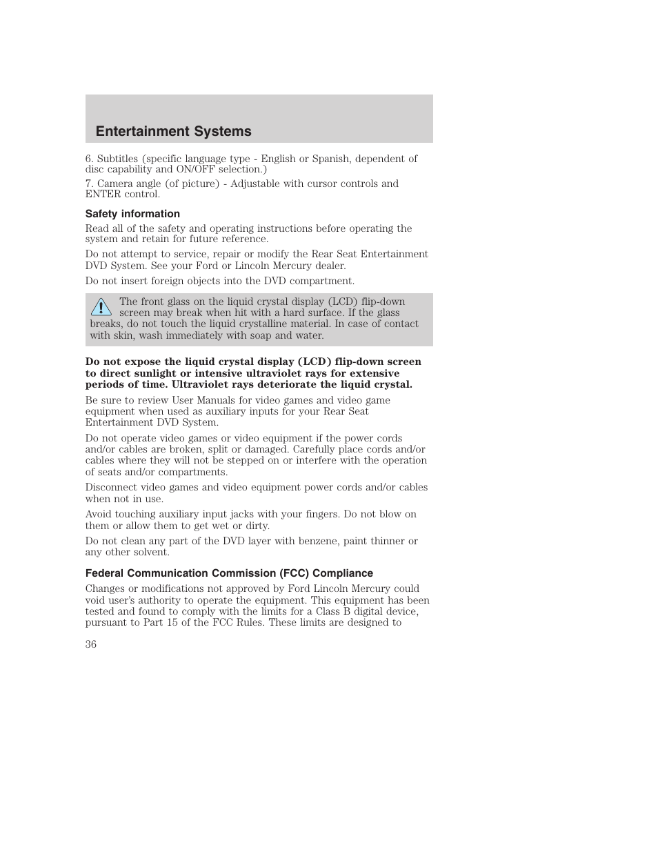 Entertainment systems | FORD 2003 Excursion v.1 User Manual | Page 36 / 240